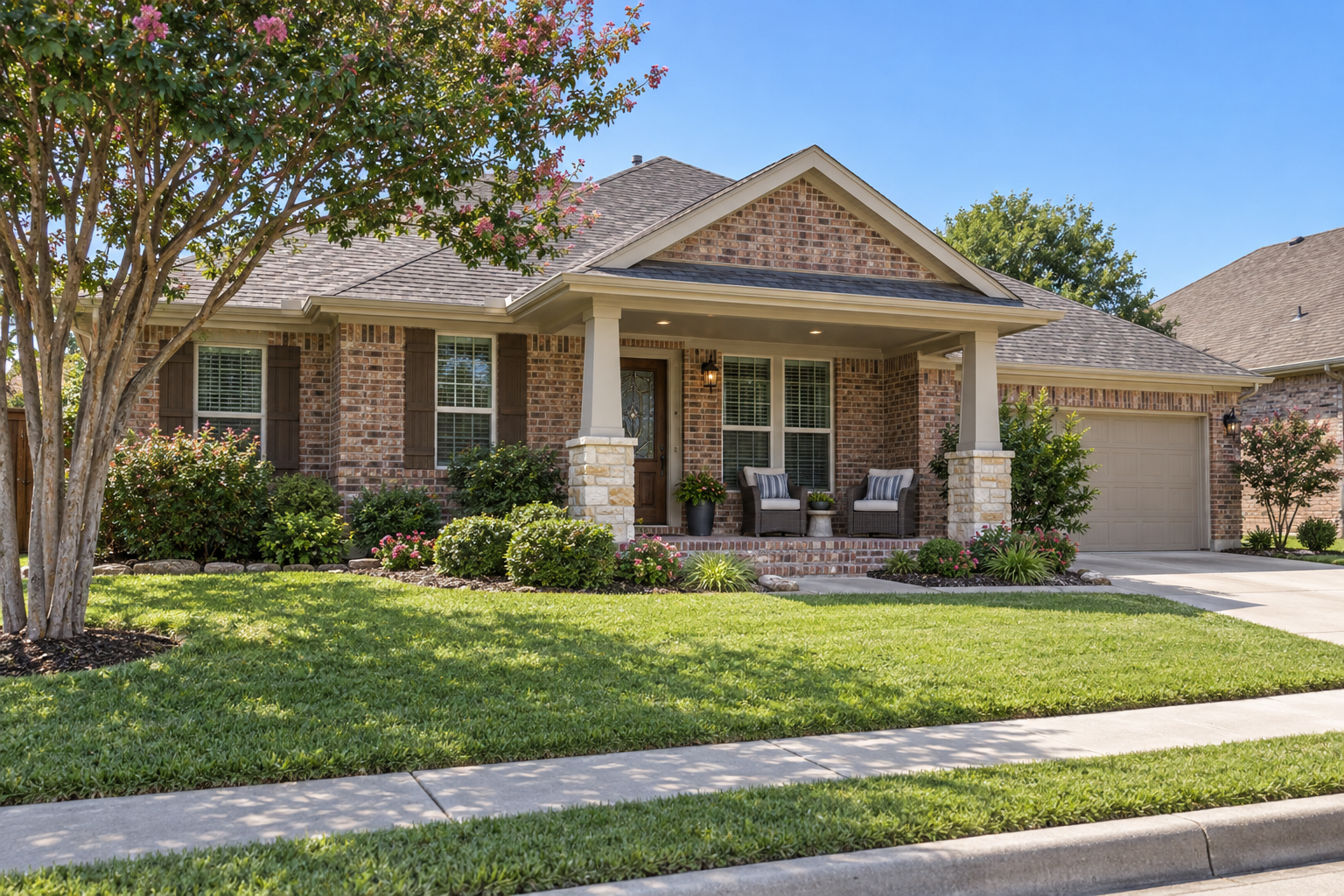 Single-storey home with a covered porch in Wylie